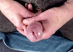 Army dude pre cum & orgasm masturbation session.