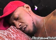 Ebony dudes spitroast and sperm whitey