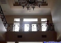 Breathtaking bride in hot wedding underware gets drilled and facialized by her Photographer