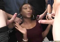 Chanell Heart enjoys group-sex with white boys