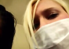 POV Double handjob Alexis Rain and Fifi Foxx dental asstepsistants mask and gloves