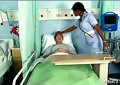 Sexy black nurse sucks & fucks sex addict's big-dick in hospital