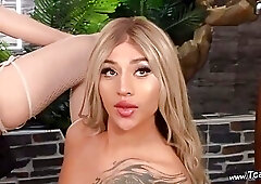 Watch this hot blonde babe worship Shaft's cock in Blazing Stockings in this steamy duo session