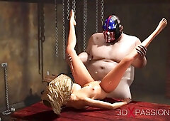Fucking in basement. large boy nails hard a sexy blonde victim