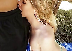 Gardener shoots cum on the sexy tranny in the open