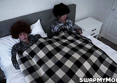 Lesbian stepmommies Bella Rossi & Lexi Luna try something new with their hung ste