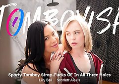 Tomboyish - Sporty Tomboy Strap-Fucks Gf In All Three Holes