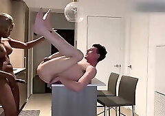 Ebony tranny fucks pale guy