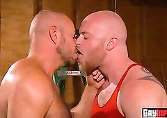 Muscular hunk gets his hairy ass rimmed and fistfucked