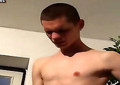 Cute boy wank cumshot whit dildo at home