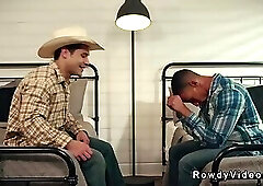 Gay cowboy anal fucks muscle black man at the conversion camp