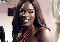 Black vicious nympho lez enticed by fingering lesbo