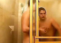 Anal sex ends with a hot cum blast to twinks belly