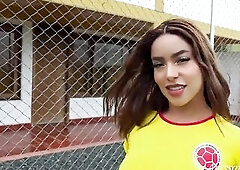 Hot Latin babe Screws Her Tutor on the Soccer Field