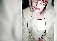 Clothed for business and in sheer tights