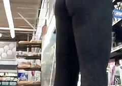 Slutty crossdresser tight yoga pants public street