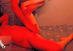 Cum on belly, brunetka