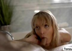 Big tits slut TS Tori Easton, flaunts her perfect booty Infront of Joel Someone. He is mesmerized by her perfect ass and cannot resist himself! Caught