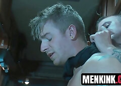 Van witnessed how Ricky Sinz ball busts and throat fucks Logan Vaughn