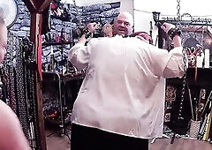 It's Stephanie's 1st time in the dungeon with two professionals. A nice drubbing and a lot of shlong sucking was needed to make sure this ba