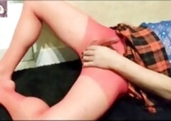 Jose Castell in nylon fetish solo action