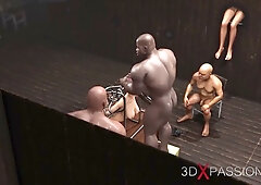 Redheaded college girl enslaved in a 3D dungeon takes cock under strict control