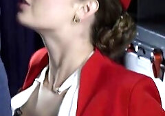 Hawt flight attendant, Elena Koshka is having casual sex during the flight and enjoying it a lot