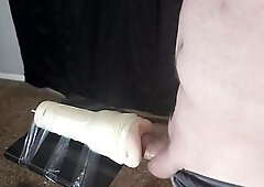 Screwing a taut backdoor fleshlight, groaning and orgasming!