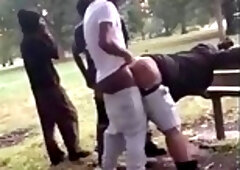 Big black ass fucked from behind orgy