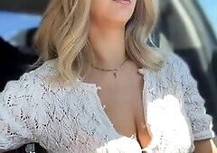 Sexy Blonde Flashes and Teases from Car Seat