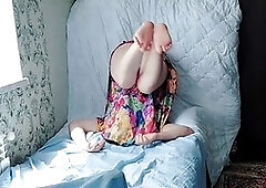 Retro babe gets pleasured with vintage vibrator in classic style