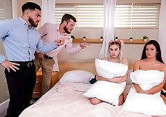 Two sweet models Alice Visby and Brie Klein are sucking and fucking