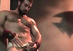 Strapping hunk jizzes