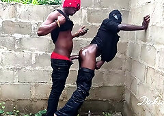 Dickass3x Bareback Pounds Chubby Ebonys Creamy Bussy in Unfinished Building