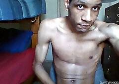 Black Amateur Twink Stroking His Big Dick