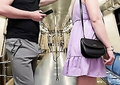 Subway Stranger Rubs Penis on Gal, This babe Strokes his Schlong Throughout Panties, Almost Busted by Passengers