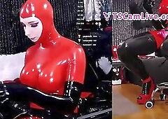 Exclusive Crossdresser in Latex Lingerie Part 9 doing a Cam Show