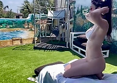 European Stepmom Artemisia Love In nature's garb outdoor hawt with a ponytail and expecting to get drilled