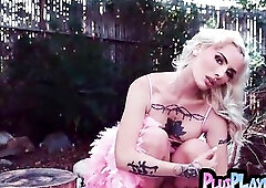 Hawt tattooed honey Shia Snow showed her hot large booty and posed absolutely bare