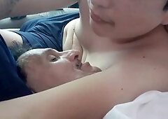 Gay caregiver, nipple licking, lush