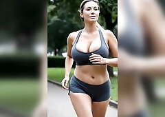 Breasty Older Hotties Running in Park - Wild Melons Outdoor 1 [AI generated]