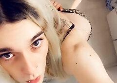 Pretty Tgirl Likes Being Arched Over to be Humped