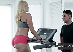 Big Ass Blonde Married Woman Seduces Her Hunk Personal Trainer During Workout - Hotel