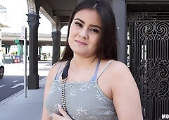 Outdoor hot sex by the street with a nice-looking brunette Gabriella Caprice