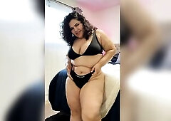 Ebony brassiere tease fuels fevered body movement