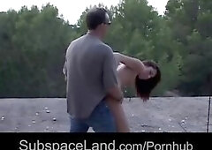 Beauties bound undressed in desert construction area for deviant dream