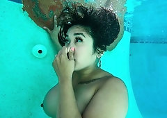 Excellent busty doll Mia Little penetrated from behind on the poolside