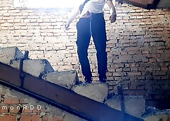 Imperious masculine pees and plumbs an imaginary bi-atch in an deserted mansion