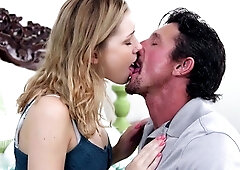 Dick sucking tiny blonde teen pussy licked and fucked