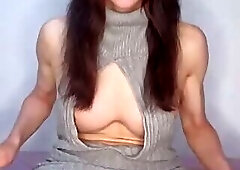TS Solo - Jerking Off & Cumming on Wafers Tease